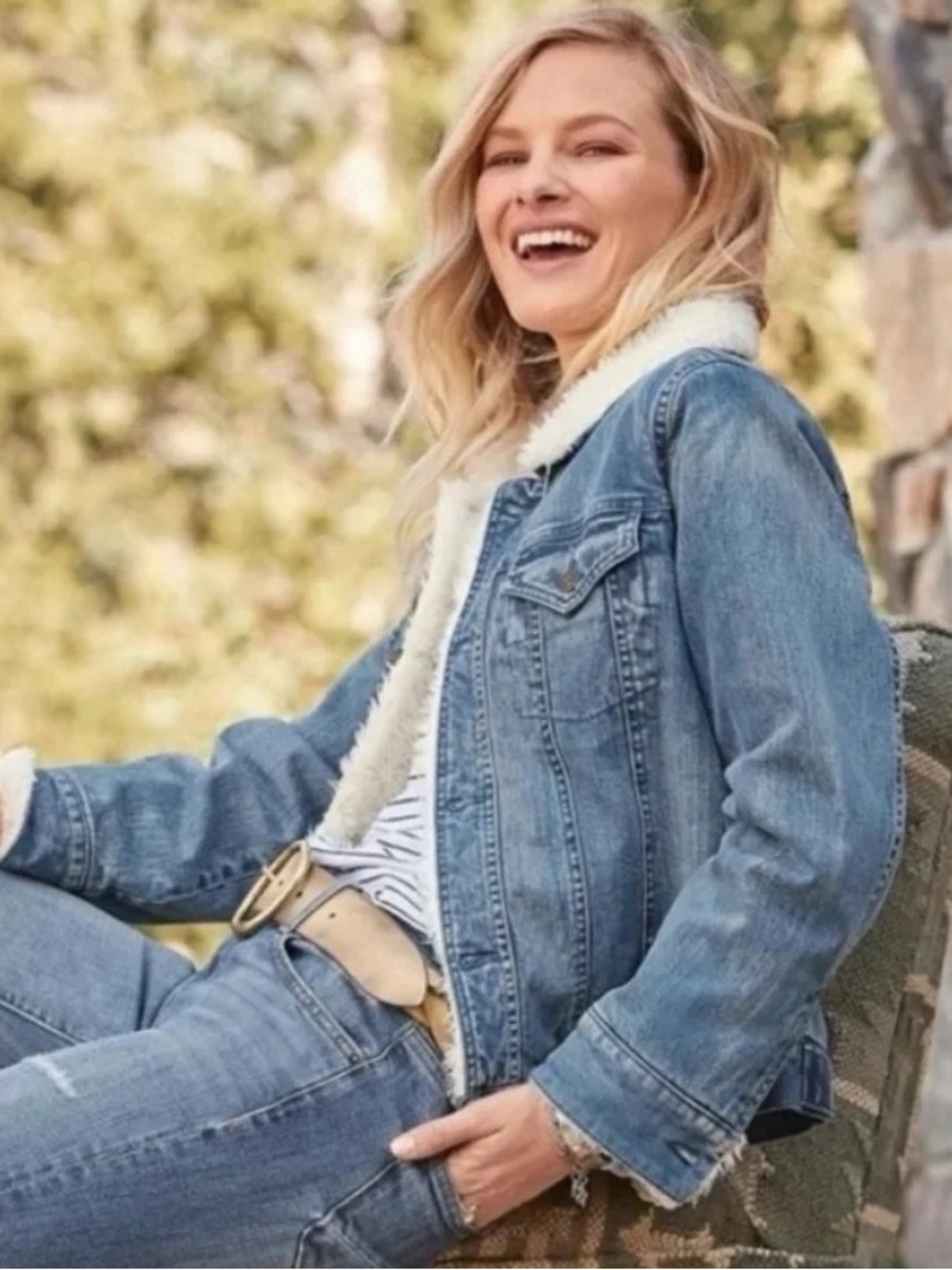 Sundance Denim Sherpa Lined Trucker Jean Jacket